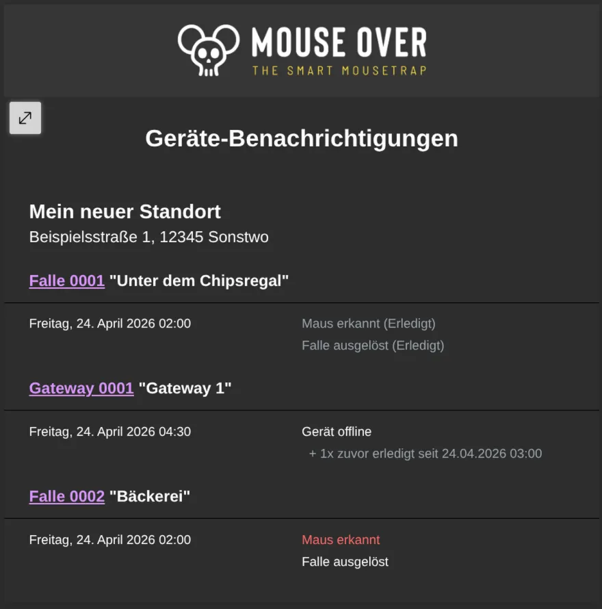 Neue Benachrichtigungs-Email