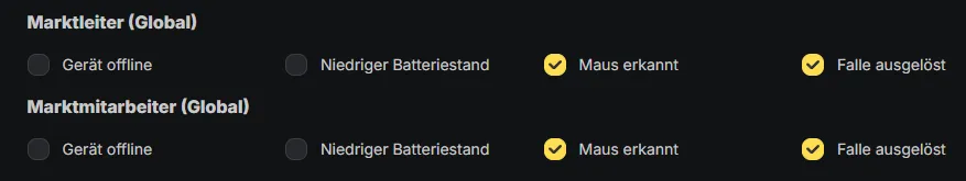 Enable notifications for trap triggers